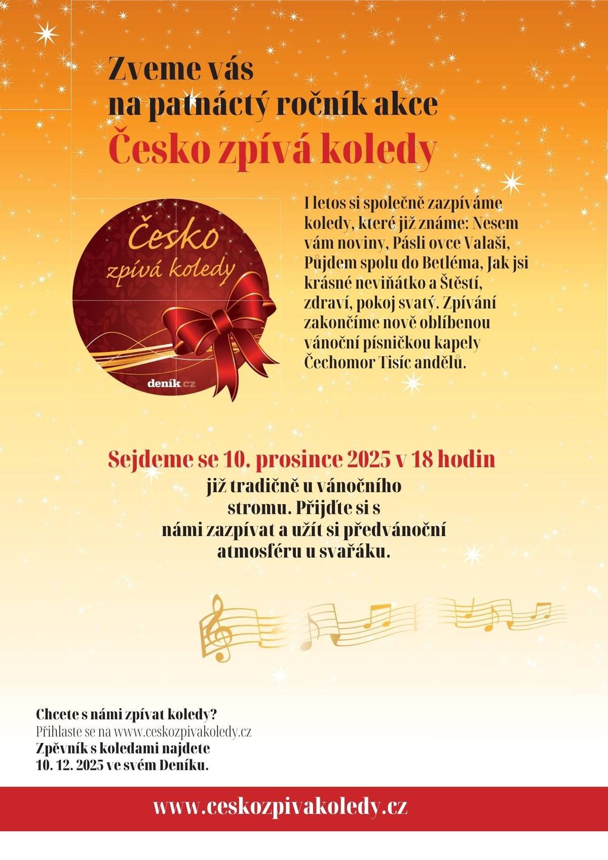 Obec Hrabůvka vás co nejsrdečněji zve na tradiční předvánoční setkání Česko zpívá koledy😊 Přijďte společně prožít podvečer naplněný kouzlem adventu, zazpívat si oblíbené koledy a užít si přátelskou atmosféru blížících se Vánoc. Setkáme se ve středu 10. 12. v 18:00 hodin u vánočního stromu🎄O drobné občerstvení bude postaráno.🍷