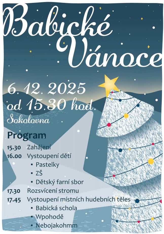 Sokolovna Babice nad Svitavou sobota 6.12.2025 od 15:30 hod.