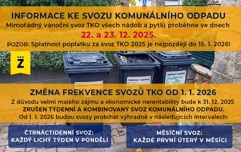 Jak bude svážen odpad o svátcích? A co nového kolem odpadů čeká občany Žlutic v novém roce? Dokdy nejpozději musíte uhradit poplatek za svoz TKO?
