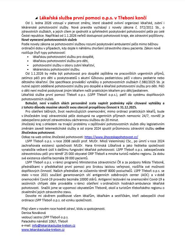 informace  - LSPP Třeboň