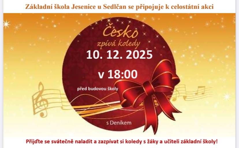 Přijďte se svátečně naladit a zazpívat si koledy s žáky a učiteli základní školy.