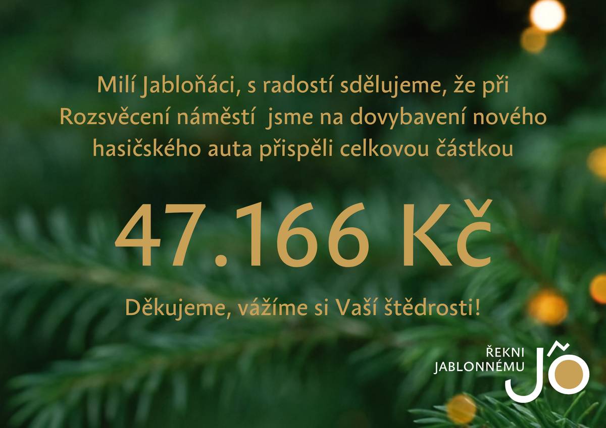 Sbírka konaná při Rozsvěcení náměstí přinesla rekorní částku!