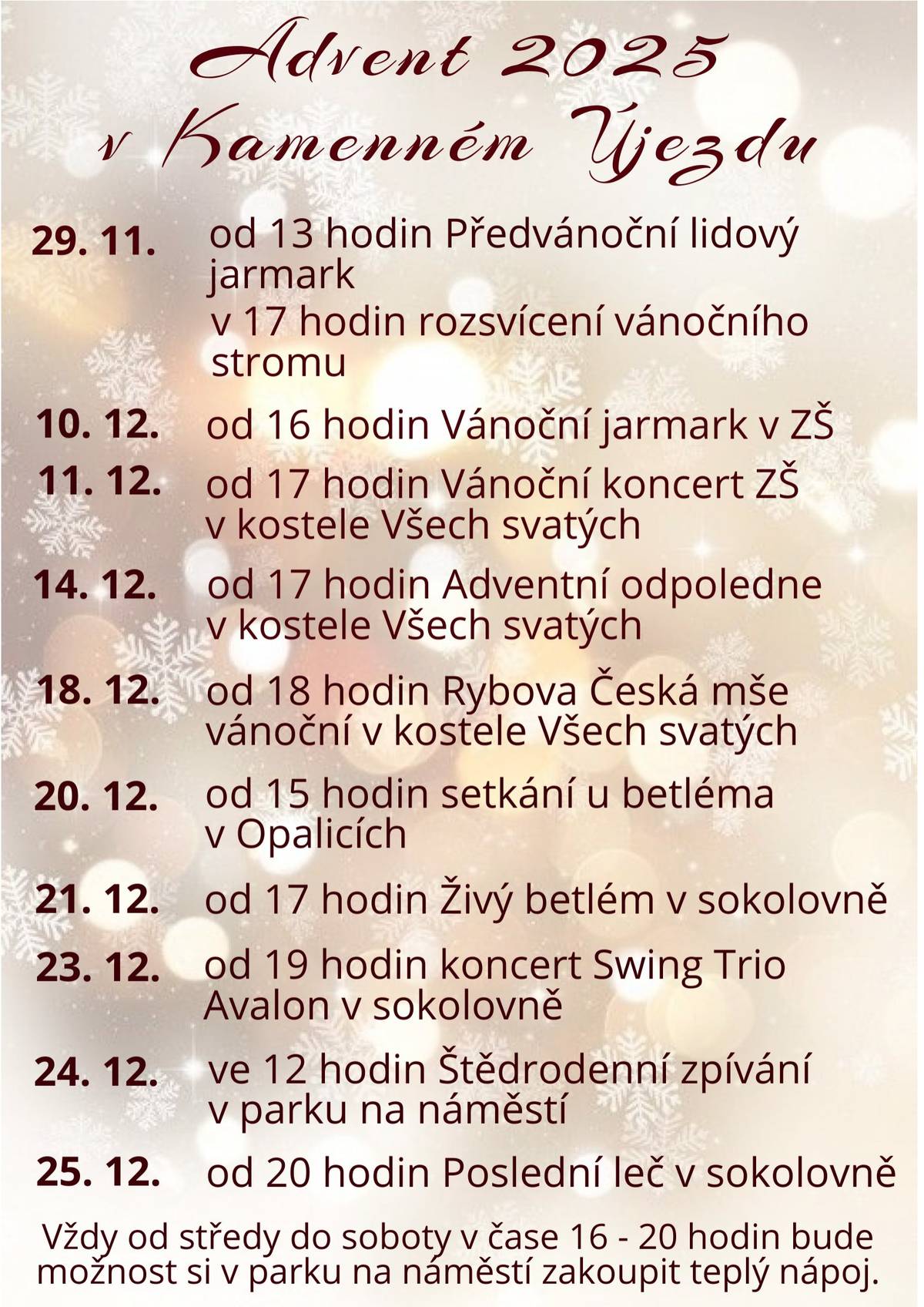 Přijměte pozvání na akce připravené pro zpříjemnění nadcházejících dní!