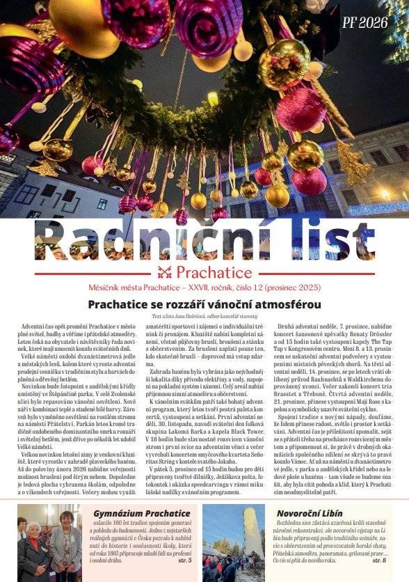 Vážení občané, opět se k Vám dostává elektronická verze Radničního listu, která je uzpůsobená pro čtení nejen na počítačích, ale zejména na mobilních zařízeních. Radniční list do kapsy naleznete zde👇 https://radnicnilist.prachatice.eu/rl/2025/12/