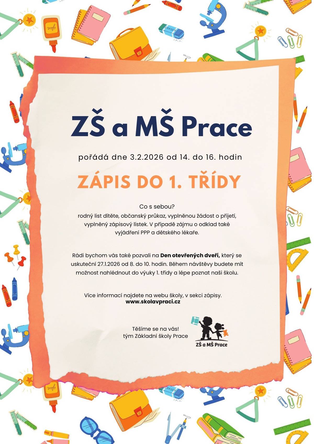 3.2.2026 od 14:00 do 16:00 h Den otevřených dveří 27.1.2026 od 8:00 do 10:00 h