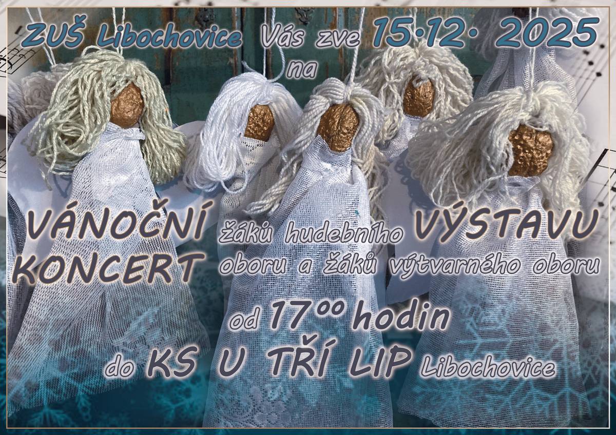 Děti a pedagogové ze ZUŠ Libochovice vás zvou na tradiční Vánoční koncert s výstavou. Přijďte se podívat a podpořit talentované mladé umělce. Koncert se uskuteční v pondělí 15. 12. 2024 od 17:00 v Kulturním středisku U Tří lip.🎶✨