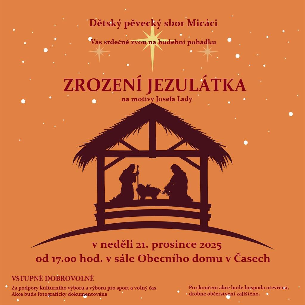 Dětský pěvecký sbor Micáci Vás srdečně zve na VÁNOČNÍ POHÁDKU viz. příloha.