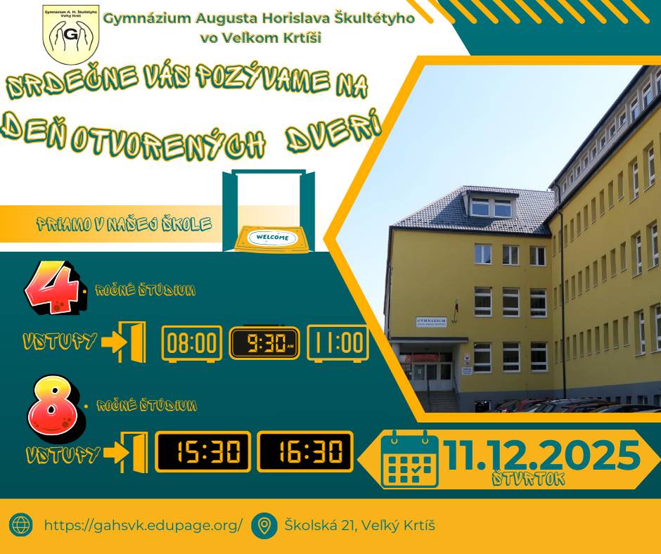 Gymnázium A. H. Škultétyho, DEŇ OTVORENÝCH DVERÍ