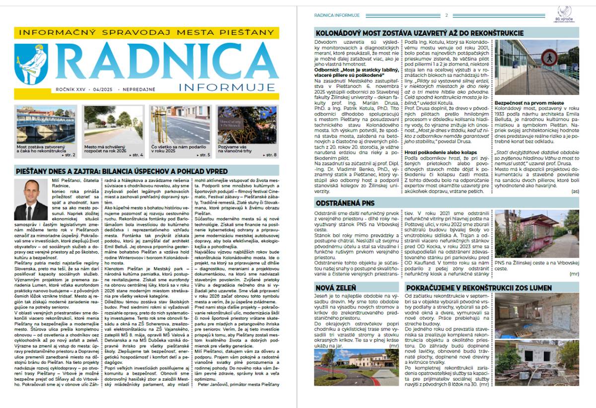 Nové vydanie mestského informačného spravodaja bolo do poštových schránok distribuované počas uplynulého víkendu.