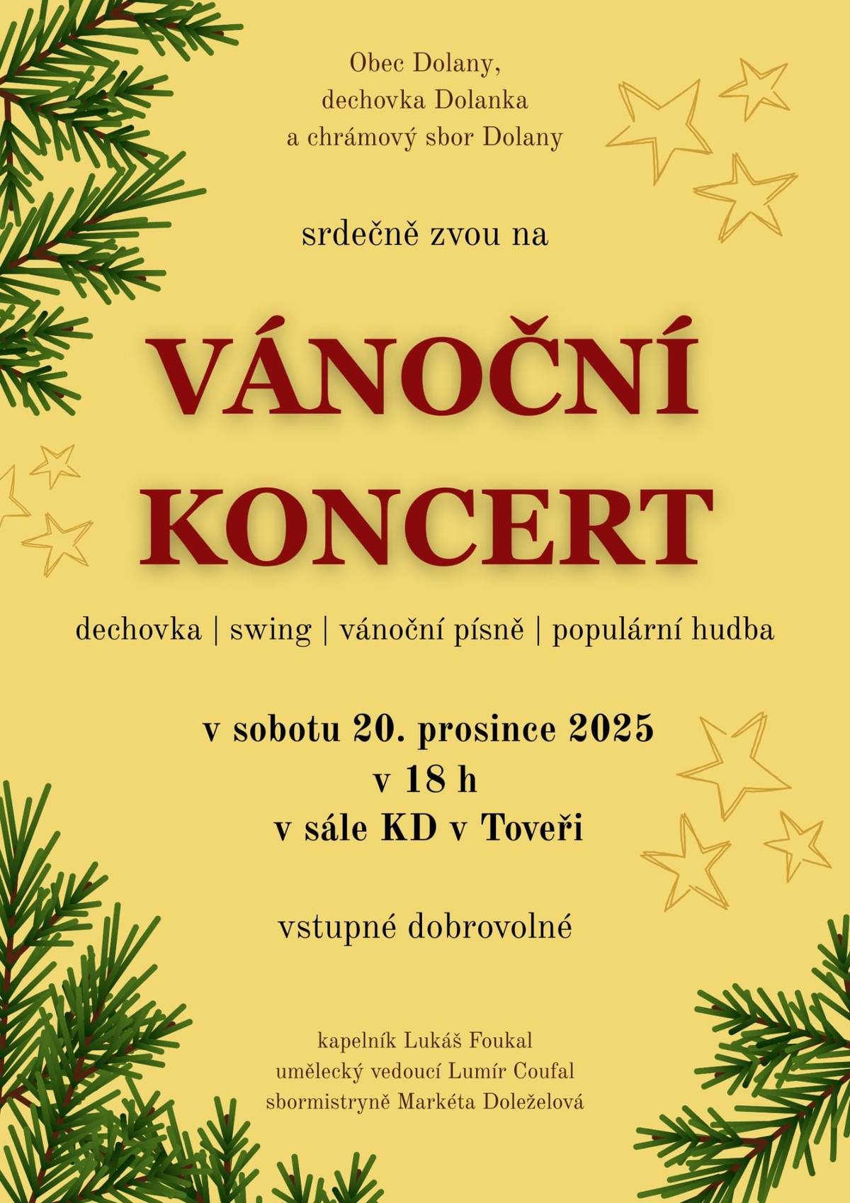 🎺sobota 20. prosince v 18 hodin🎄sál KD v Tovéři