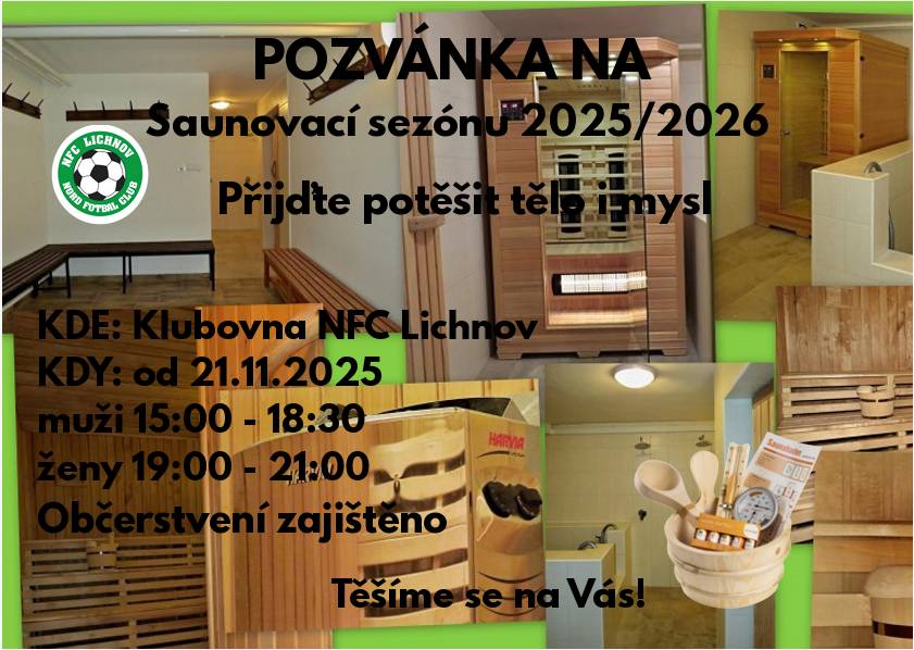 Klubovna NFC Lichnov od 21.11.2025 každý pátek  muži:15-18:30  ženy:19-21