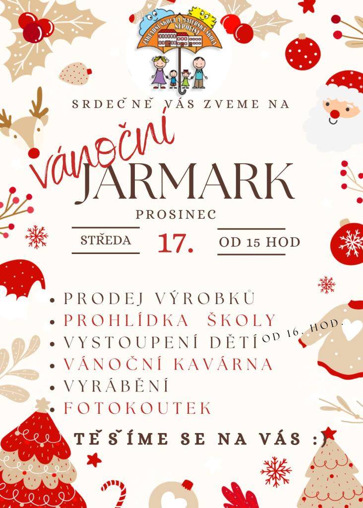Zveme vás k nám do školy na tradiční vánoční jarmark s doprovodným programem. Vánoce, Vánoce přicházejí, možná si společně zazpíváme, přátelé!