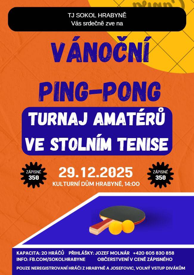 TURNAJ AMATÉRŮ VE STOLNÍM TENISE