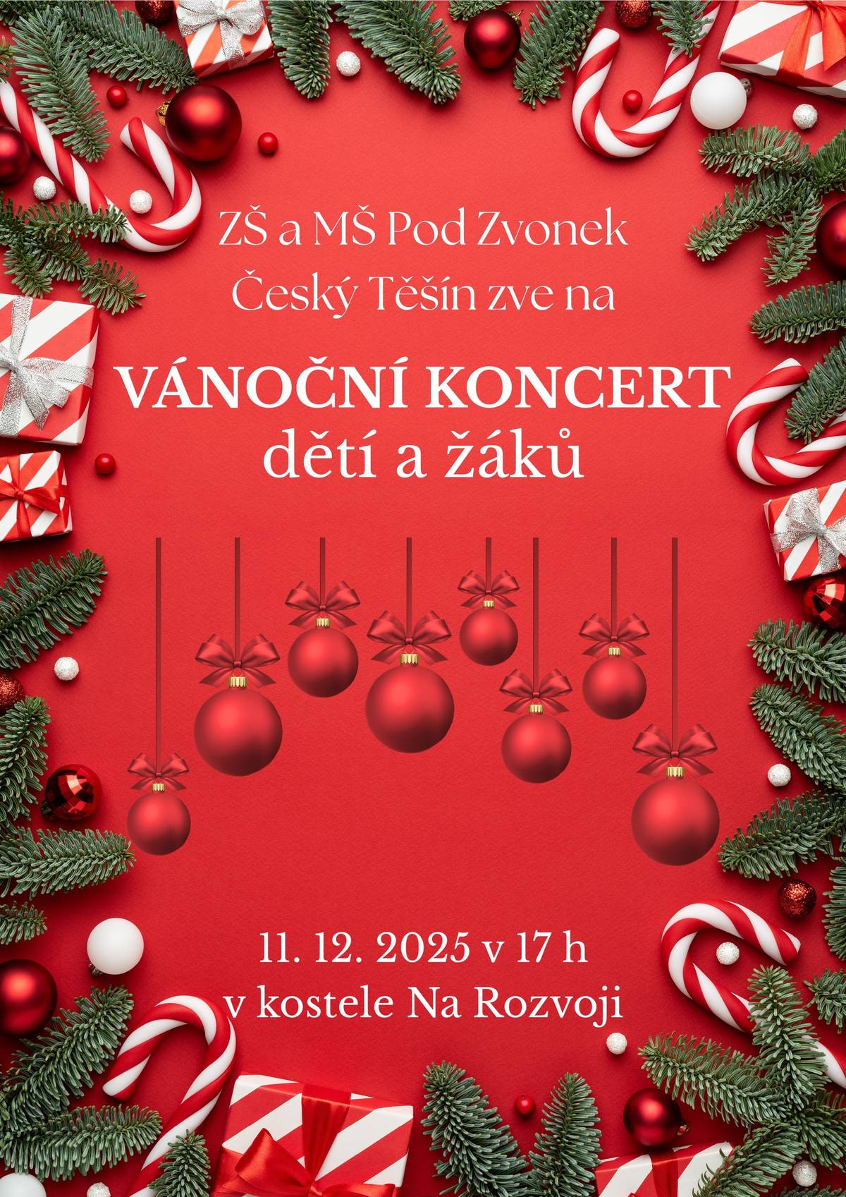 ZŠ a MŠ Pod Zvonek vás srdečně zve na VÁNOČNÍ KONCERT DĚTÍ A ŽÁKŮ.