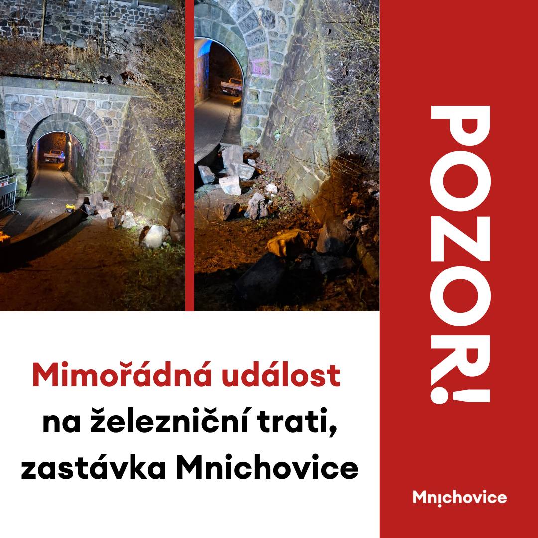 Pro pěší je uzavřen podchod do Sportovní ulice. Je přísný zákaz vstupu do podchodu z nástupiště směr Benešov i z ulice Sportovní. Hrozí pád velkých kamenů. Uzavřeno do odvolání. Provoz na trati je pouze po jedné koleji. Prosíme rodiče, aby poučili svoje děti, aby cestu podchodem opravdu nepoužívaly.
