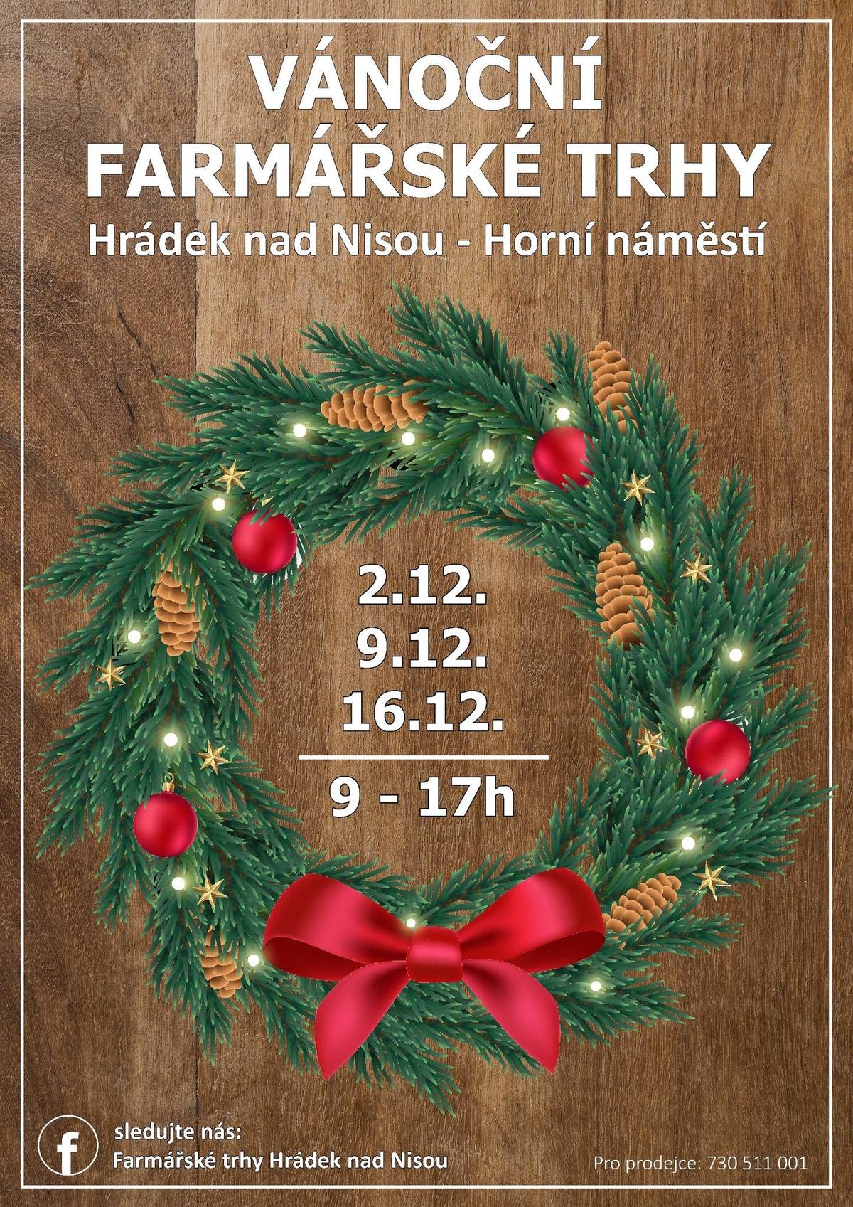 Zveme vás na další farmářský trh, tentokrát 2. VÁNOČNÍ a PRODLOUŽENÝ. Koná  se sice tradičně v úterý 9. prosince v Hrádku nad Nisou, na Horním náměstí, ale v čase od 9:00 do 17:00 hodin. Po dlouhé době přijede stánek Paprsky radosti plný krásných inspirací na vánoční dárky, brože, šály, ponča, ale i doplňky z portugalského korku a vymalovávací polštářky pro děti. Další, kdo u nás dlouho nebyl, je stánek s dřevěnými hračkami a náčiním do kuchyně. U vánočního stromu nám tento týden zazpívají ti nejmenší z Mateřské školky Donín se svými kamarády z MŠ Loučná (cca 10:15 hod.). Jako loni, můžeme se opět zahřát u ohně, anebo si opéct na ohni buřta, jinak se můžete těšit na již tradiční: Řeznictví Mareš a velký výběr čerstvého masa, kvalitních uzenin, luxusních párků, špekáčky a další masné dobroty. A samozřejmě vinné klobásy. Zelenina ze dvora od p. Brože z Malého Rohozce, takže spousta sezónní úrody. Stůl plný vánočních svicnů. Oblíbené tyrolské dobroty - klobásky, sýry a další speciality od Tiroler.cz - Liberecko ( jen do 14:00 hod.). Opět k nám přijede Včelí farma Smržov se svými medy a horkou medovinou. Řemeslný chléb, housky, rohlíky, koláče a další  úžasné pečivo od pekárny Vaše Selka z Turnova. Sychrovy trubičky. Ovocné mošty a výběrová vína z Jižní Moravy od Stánek ze sna včetně horkých nápojů. Široký výběr ponožek přímo od výrobce, Stánek s lahodnou kávou a na sdíleném komunitním stole se  objeví mimo jiné knihy od hrádecké autorky, domácí vejce od malochovatele z Chotyně a mléčný karamel  od šikovné slečny Sisi. Zapojte se také a něco nabídněte, třeba  přebytky úrody ze zahrádky nebo domácí vejce, ty jsou vždy poptávané, budeme moc rádi. Tak tedy, těšíme se na vás 🎄 Laura Roubalová, organizátorka trhů