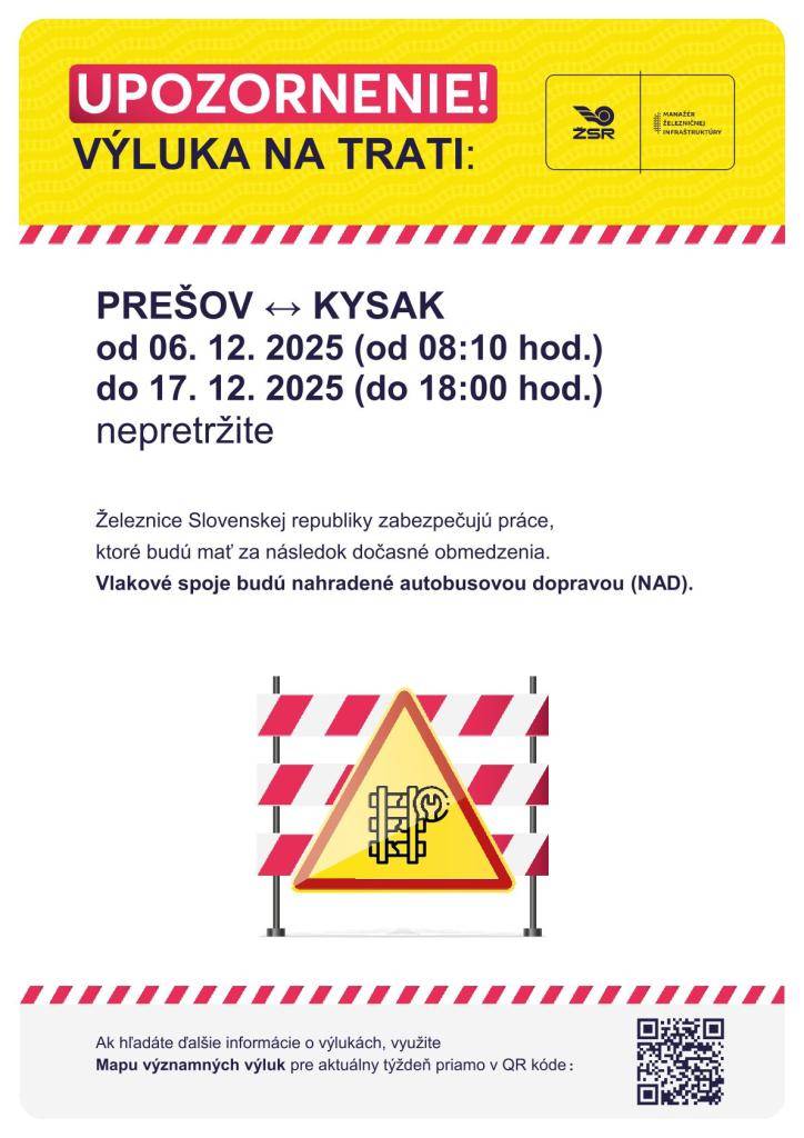 Výluka vlakov od 06. až 17.12.2025