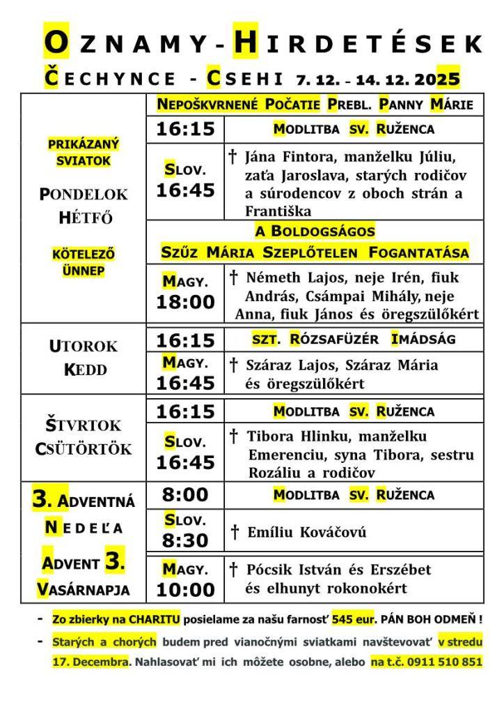 omšový poriadok - miserend