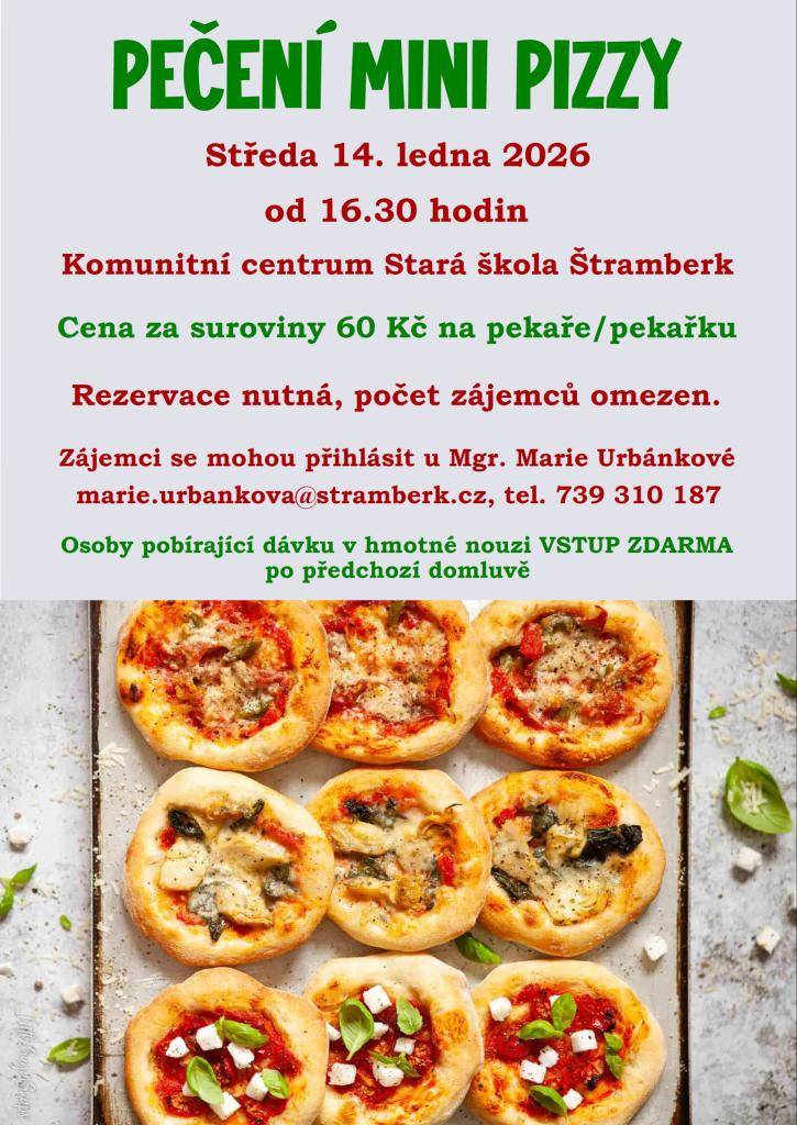 Cena za suroviny 60 Kč na pekaře/pekařku.    Rezervace nutná, počet zájemců omezen.  Zájemci se mohou přihlásit u Mgr. Marie Urbánkové: marie.urbankova@stramberk.cz, tel. č.: 739 310 187  Osoby pobírající dávku v hmotné nouzi VSTUP ZDARMA po předchozí domluvě.