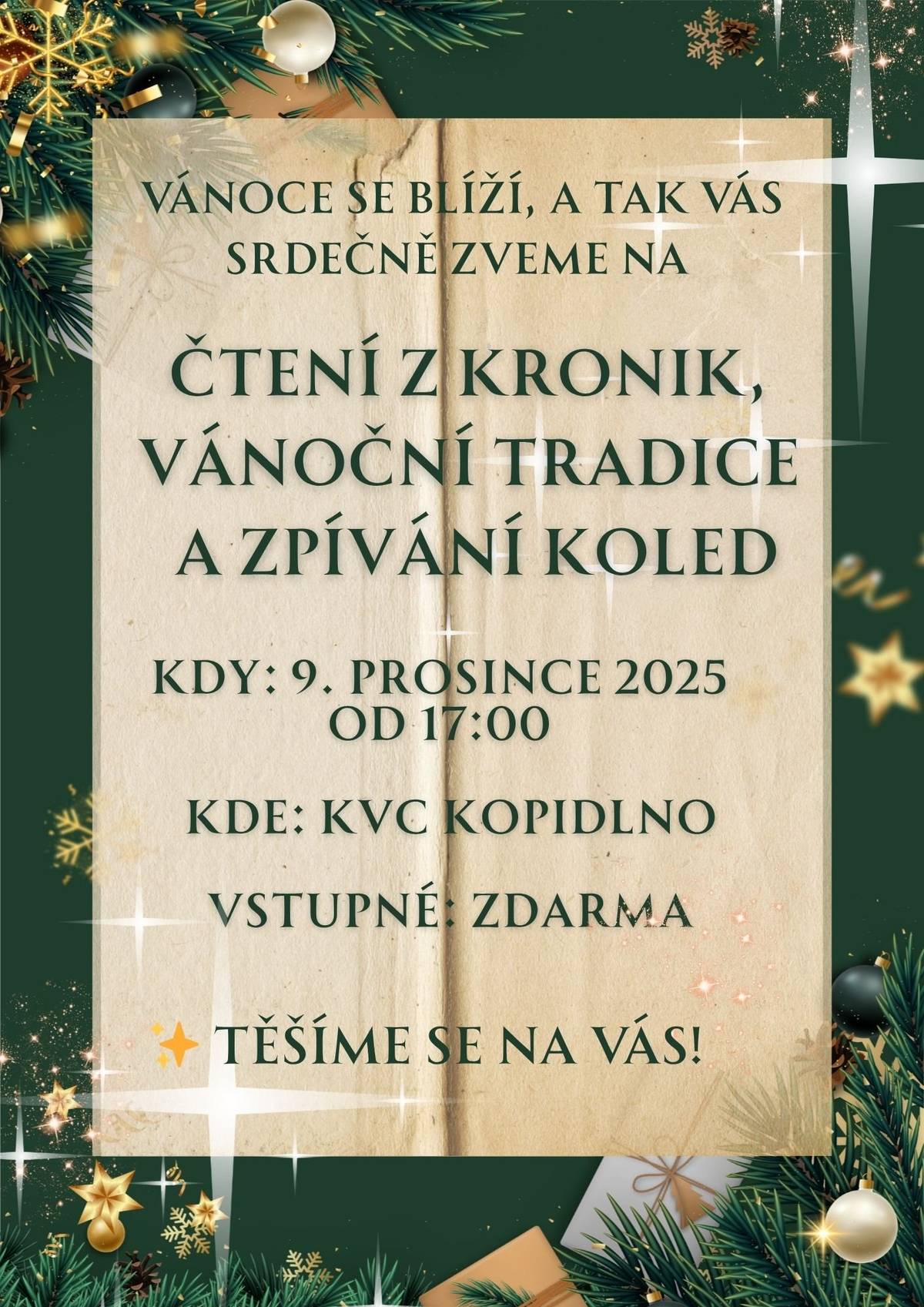 Naše městečko září světýlky a adventní radosti klepou na dveře – přijďte si užít akce, na kterých vás rádi uvidíme!
