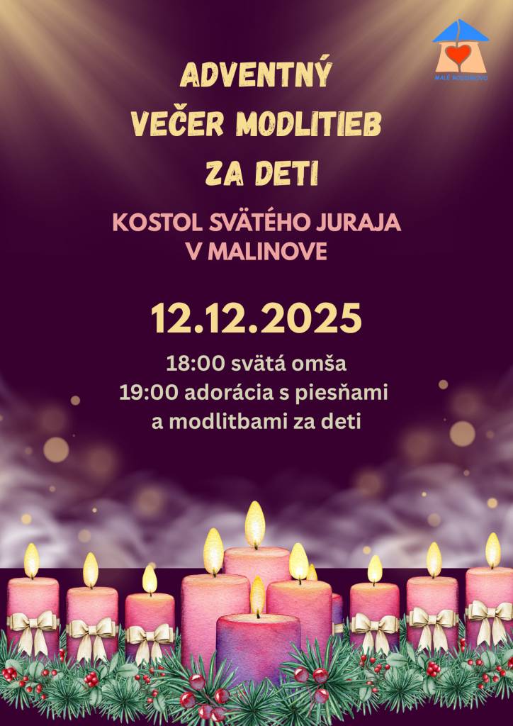 Malé Rodinkovo pozýva všetkých učiteľov, rodičov, starých rodičov na Večer modlitieb za naše deti.