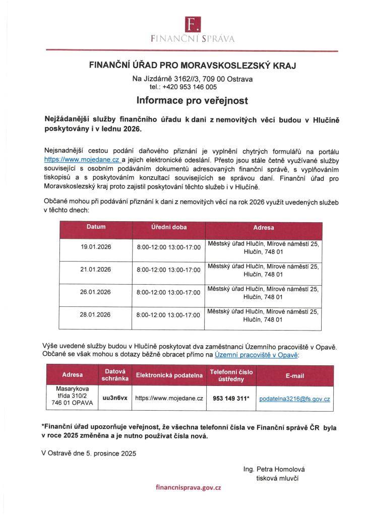 Informace pro veřejnost