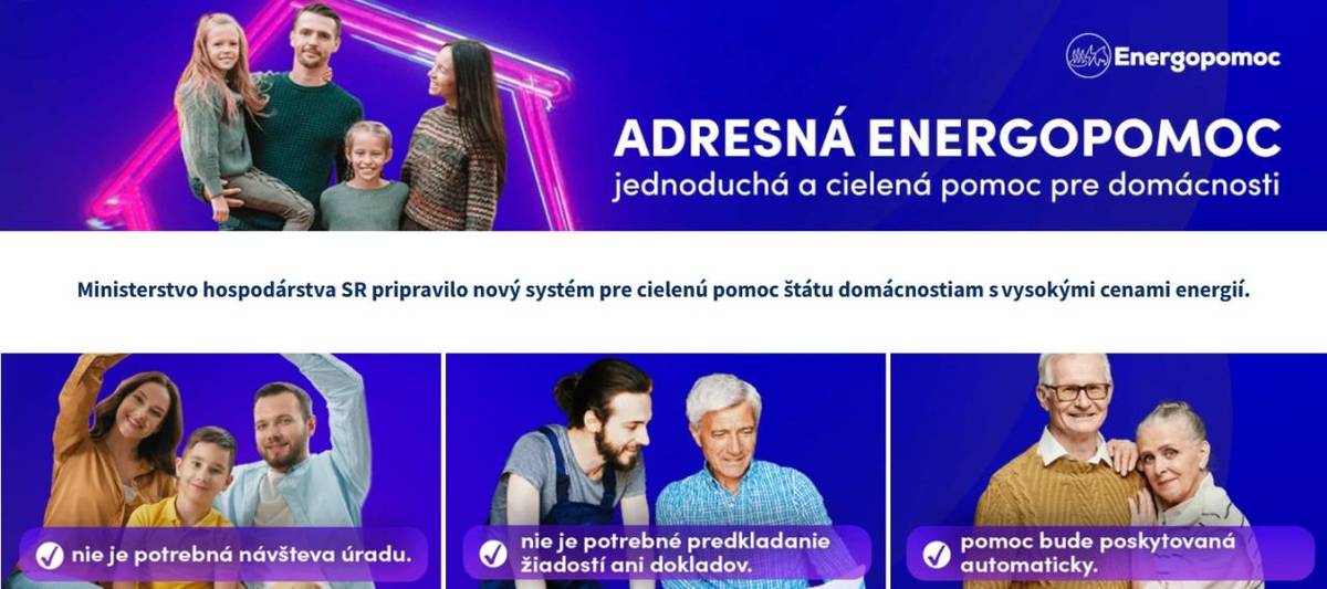 Od pondelka 8.12.2025 je spustená prevádzka webovej stránky www.energopomoc.sk, ktorej súčasťou je tzv. checker, resp.dostupný overovací spôsob slúžiaci na preverenie, ktorá domácnosť je oprávnená dostať adresnú energopomoc vrátane určenia príslušnej cenovej lokality, do ktorej daná domácnosť patrí.
