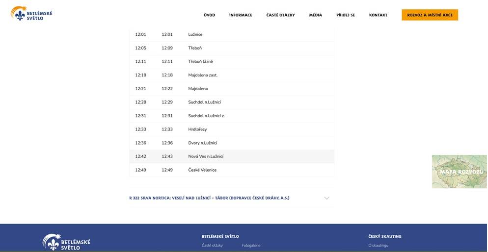 Do stanice Nová Ves nad Lužnicí přiveze plamínek vlak Os 8713: Veselí nad Lužnicí - České Velenice (dopravce České dráhy, a.s.) dne 13.12.2025 ve 12:42 hodi