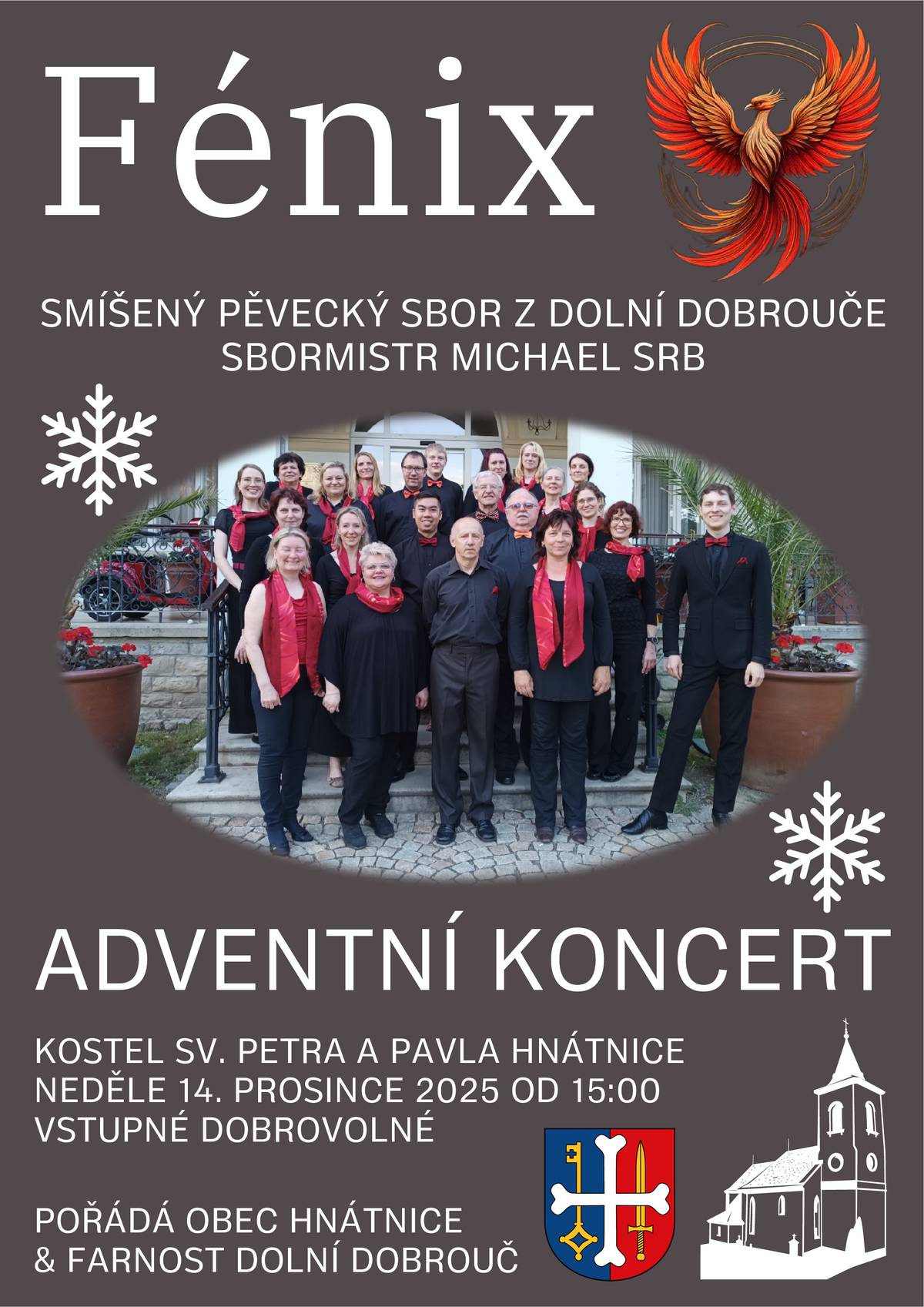 Zveme vás na vánoční koncert v neděli 14. 12. 2025 od 15 hodin v kostele sv. Petra a Pavla v Hnátnici.