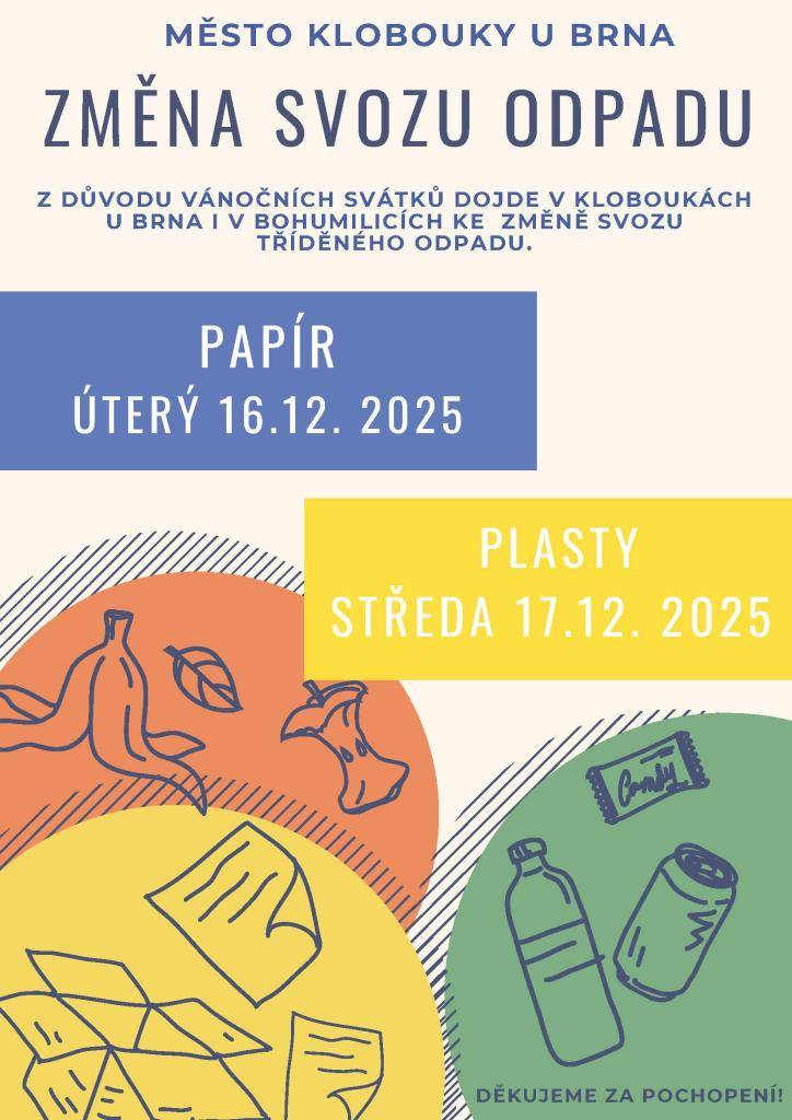 Změna svozu tříděného odpadu