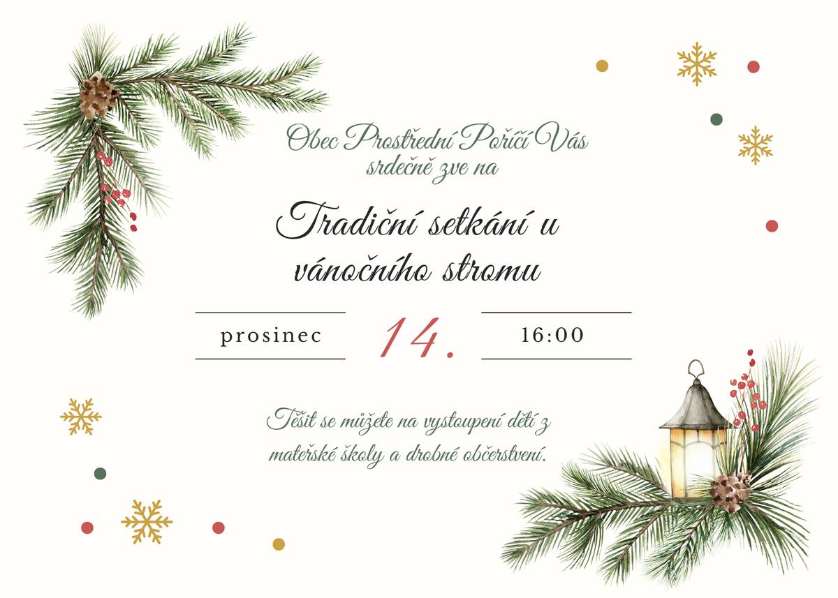 Vedoucí místní prodejny potravin oznamuje, že ve čtvrtek 10.12.2025 bude místní prodejna zavřena - čerpání dovolené. Obecní knihovna bude v době od 15. do 22.12.2025 zavřena. Znovu otevře až v pondělí 5.1.2026. Firma Vítek bude prodávat krmiva pro domácí a hospodářská zvířata. Nyní v akci: Zimní směs pro nosnice 330Kč/25kg, Králík výkrm 299Kč/25kg, Slunečnice 25Kč/kg. Dále proběhne výkup králičích kůží za 15Kč/ks. Prodej proběhne ve čtvrtek 11.12. ve 13:45 u obchodu. Obec Prostřední Poříčí Vás srdečně zve na tradiční setkání u vánočního stromu v neděli 14.12. v 16 hod. Těšit se můžete na vystoupení dětí z naší mateřské školy a drobné občerstvení.