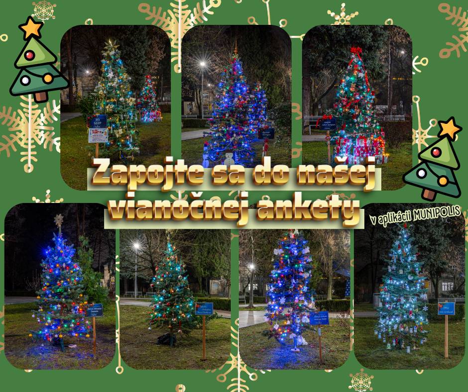 Od začiatku decembra sa môžete kochať nádherne vyzdobenými stromčekmi pred Divadlo Púchov, ktoré pripravili miestne seniorské organizácie.       Hlasovanie je jednoduché:   📲 Hlasujte cez - www.munipolis.sk/app/anketa/vianocne-stromceky   👍 Každý má dva hlasy – môžete ich venovať jednému stromčeku, alebo rozdeliť medzi dva rôzne.       📍 Všetky stromčeky nájdete pred Divadlom Púchov – zastavte sa, obzrite si ich naživo, urobte si pekné fotky a nezabudnite zahlasovať v aplikácii Munipolis.