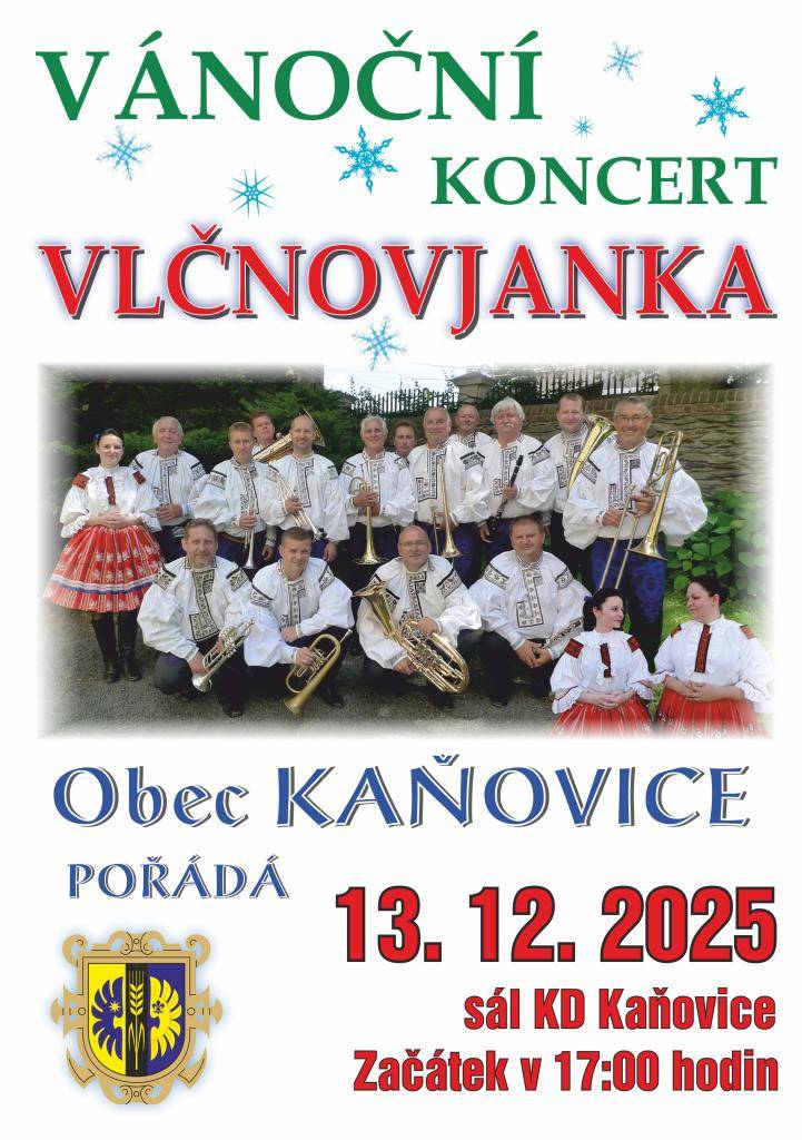 Obec Kaňovice srdečně zve na vánoční koncert, který se koná v sobotu 13. prosince 2025 v kulturním domě v Kaňovicích. Akce začne v 17:00 hodin.