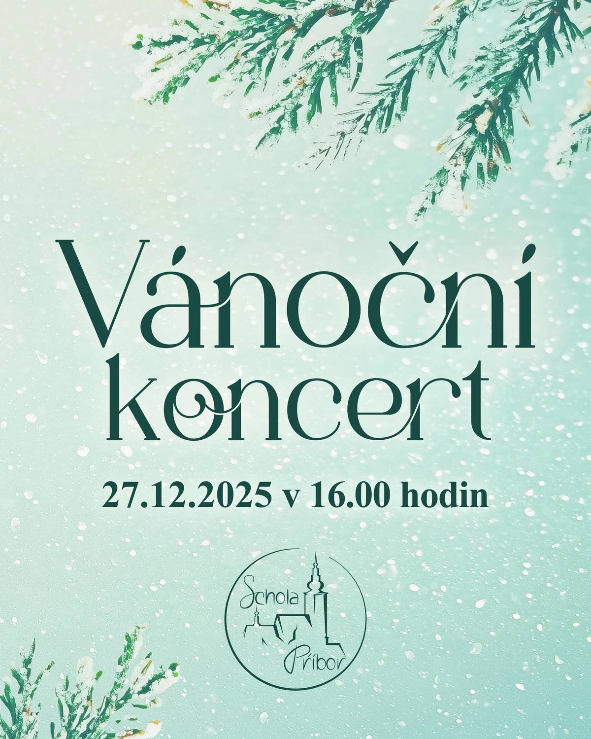 Římskokatolická farnost Příbor vás srdečně zve na Vánoční koncert pěveckého sboru Schola a sólistů.     Kdy: 27. 12. 2025 v 16:00 hodin Kde: Kostel sv. Valentina v Příboře     Vstupné je dobrovolné. Část výtěžku bude věnována na dobročinné účely.     Přijďte si užít krásnou vánoční atmosféru koncertu.