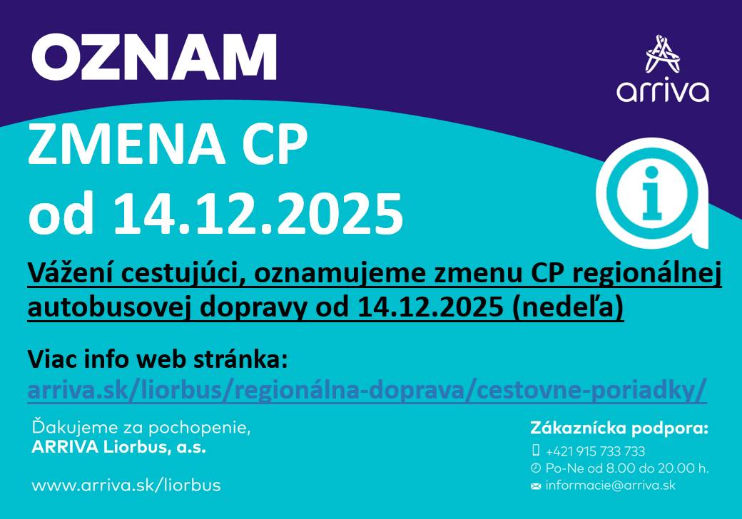 dňa 14.12.2025 prichádza k zmene cestovných poriadkov v našej obci.