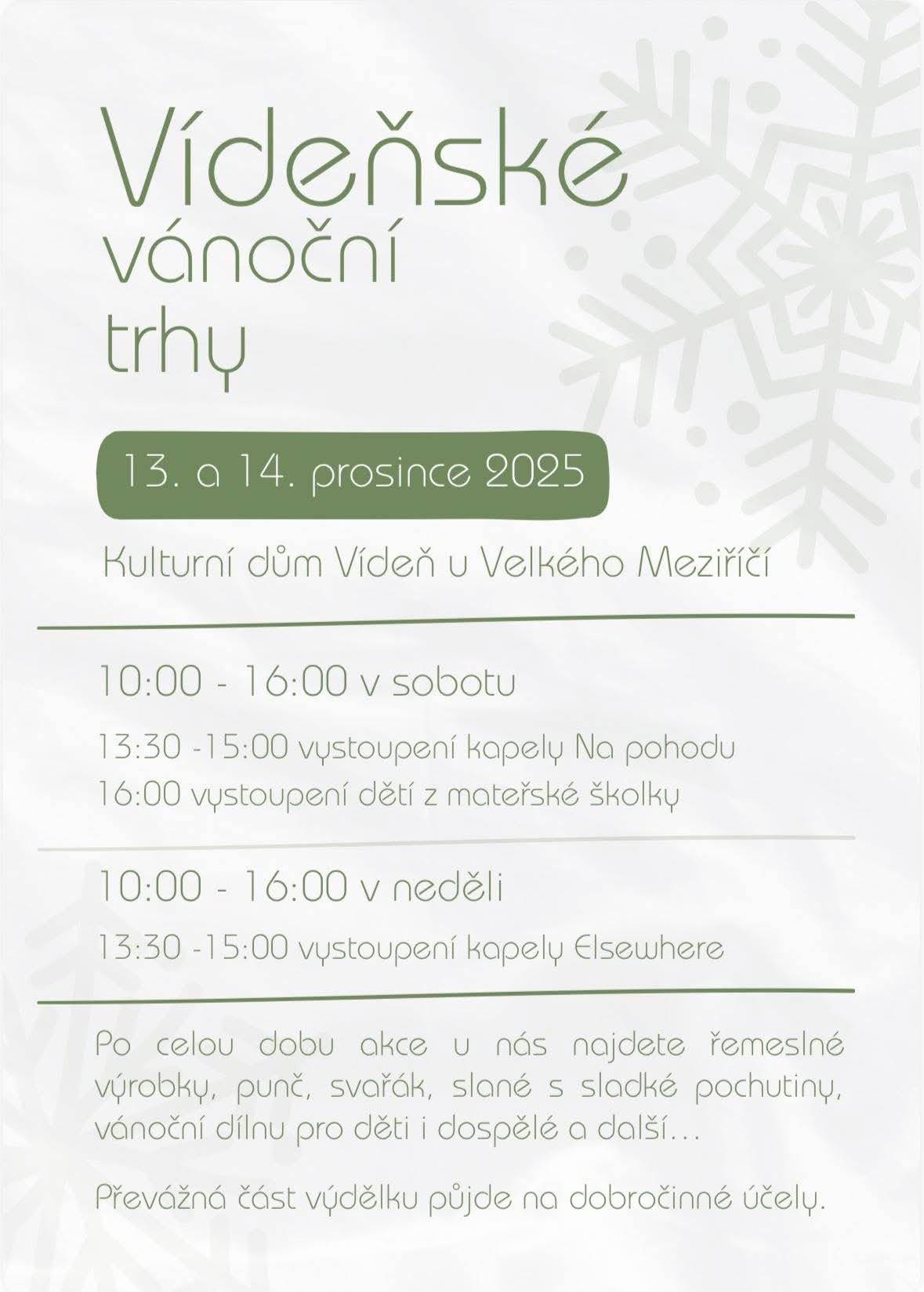 Pozvánka na Vídeňské vánoční trhy o víkendu 13 a 14. prosince. S pozdravem starosta M.K.