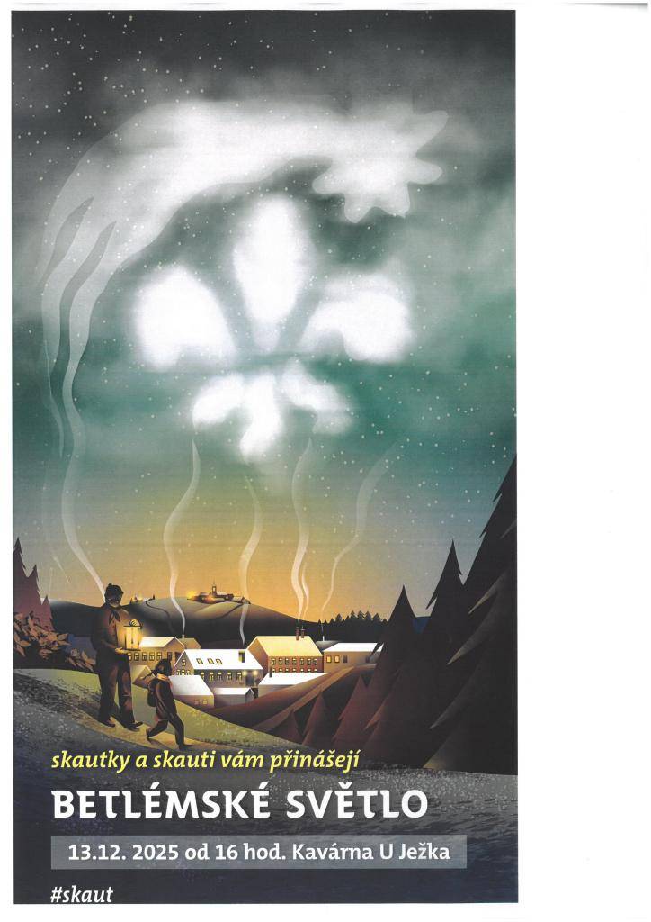 Betlémské světlo se blíží! Skautky a skauti vás zvou na tuto tradiční akci, která se koná 13. prosince 2025 od 16 hodin v Kavárně U Ježka. Přijďte si pro betlémské světlo a užijte si vánoční atmosféru s přáteli a rodinou.