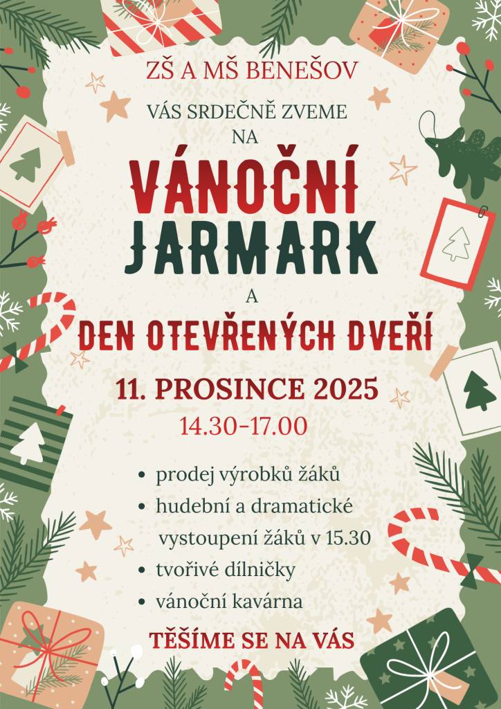 Vánoční jarmark a den otevřených dveří v ZŠ Benešov