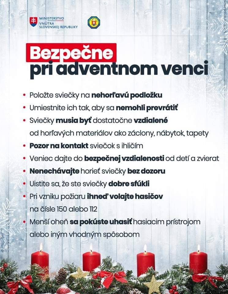 Vážení občania, zasielame Vám rady od HaZZ, aby Vaše Vianoce boli naozaj spokojné a veselé..