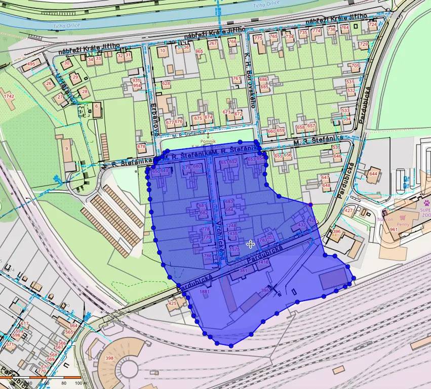 M. R. Štefánika, Vrchlického, Pardubická