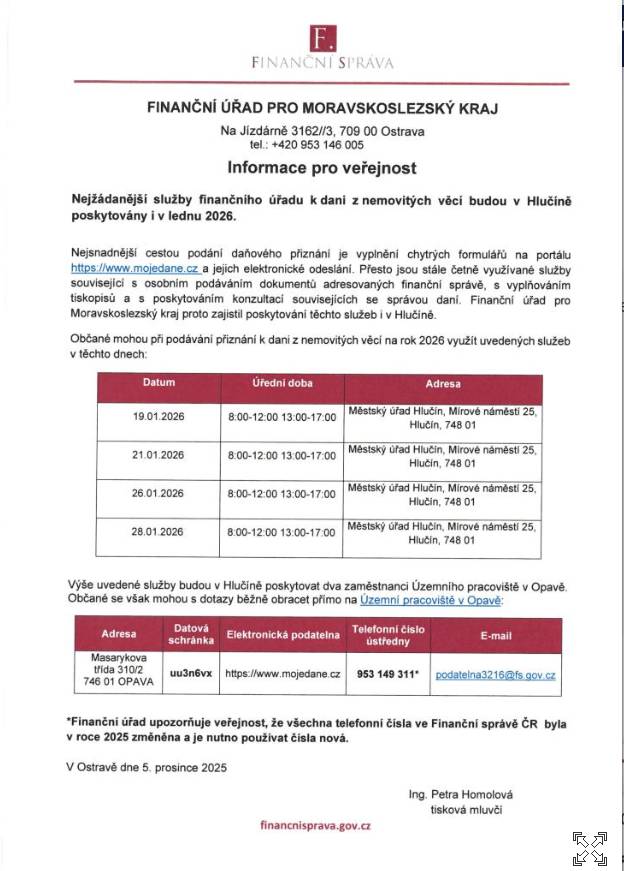 Informace pro veřejnost