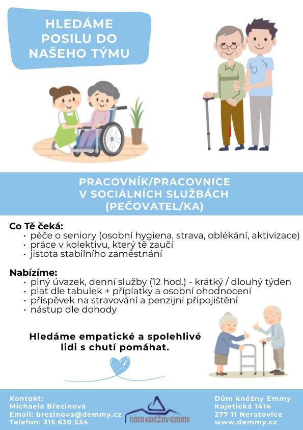 Pozice pracovníka v sociálních službách v zařízení Domu kněžny Emmy