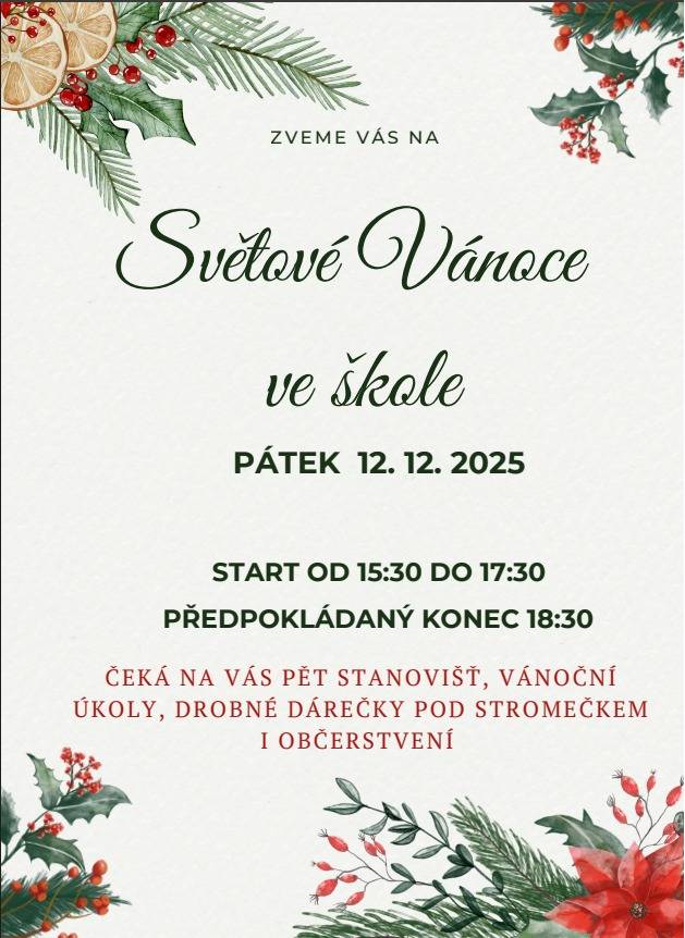 ZŠ a MŠ Dolní Loučky zve na netradiční předvánoční rodinnou akci, která se koná v pátek 12. prosince od 15:30. Vhodné pro rodiny s dětmi v MŠ a na 1. stupni ZŠ. Podrobnější informace a přihlášení na akci najdete na školních webových stránkách v sekci aktuality.