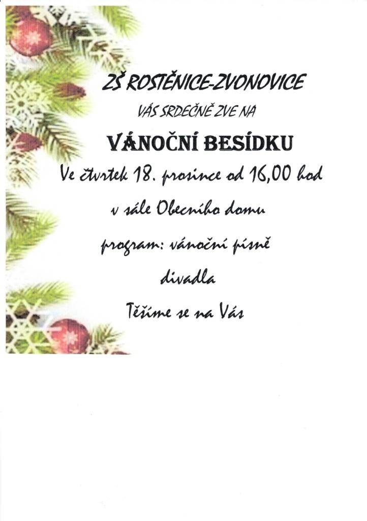 Zveme rodiče, prarodiče a všechny příznivce školy ve čtvrtek 18.12. v 16 hod na vánoční besídku, která proběhne v sále Obecního domu. Těšíme se na setkání