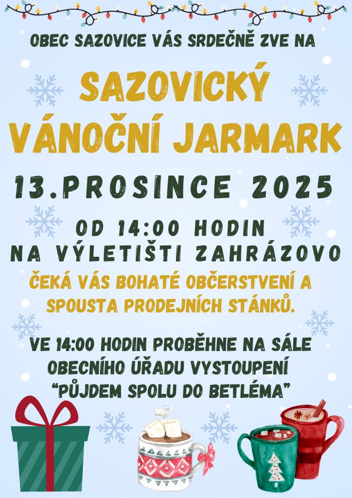 Obec Sazovice Vás srdečně zve: