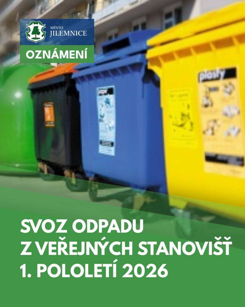 Přinášíme informace k plánovanému svozu odpadu z veřejných stanovišť pro první pololetí roku 2026.