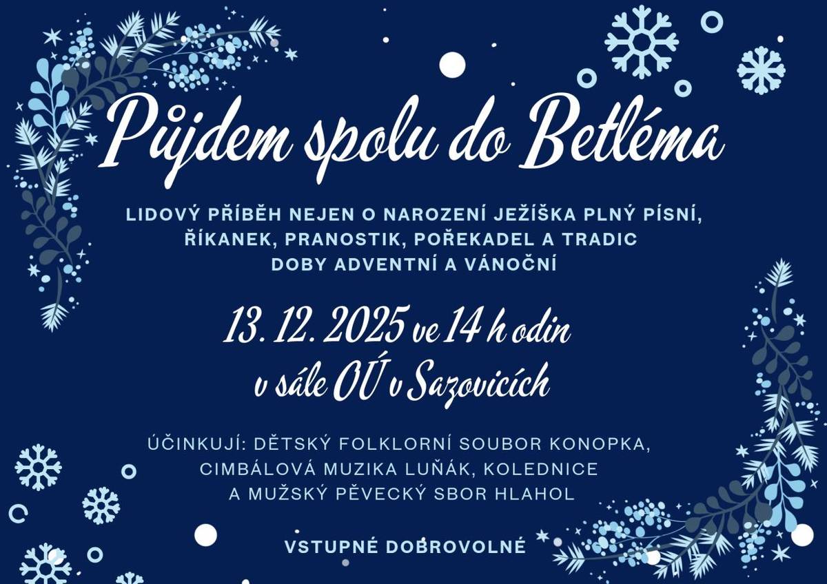 Obec Sazovice Vás srdečně zve: