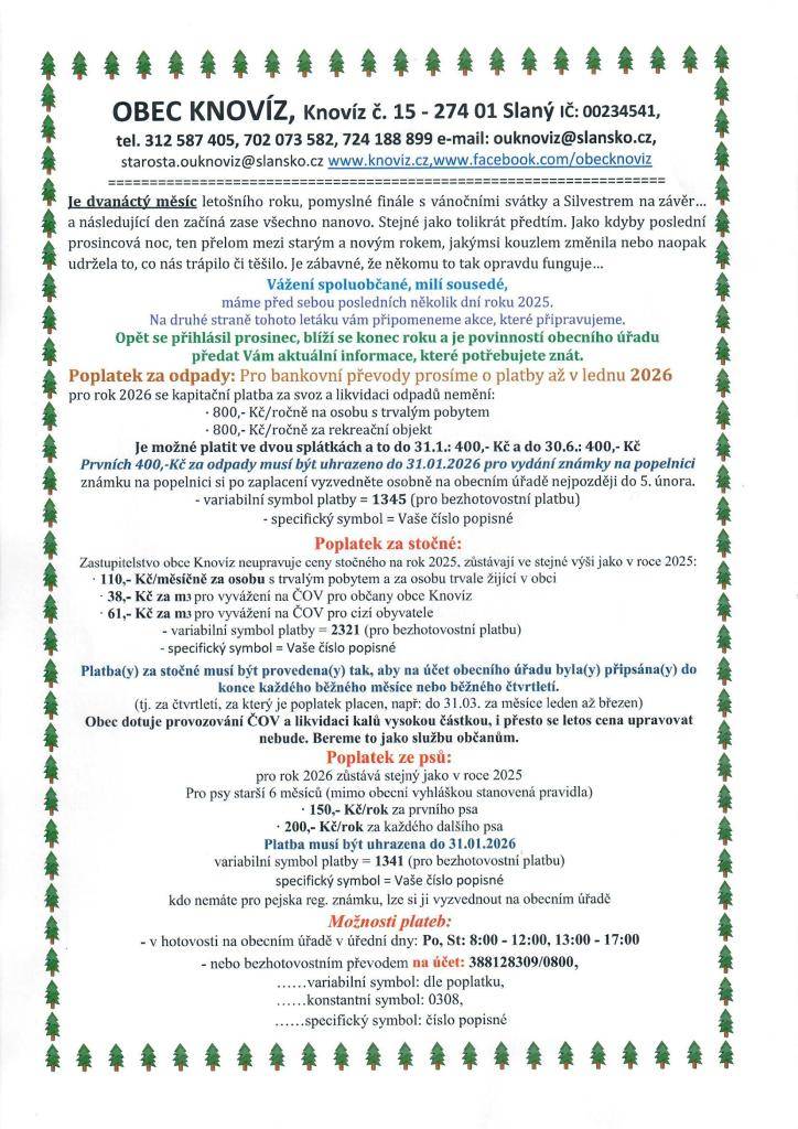 Přejeme Vám touto cestou šťastné a veselé Vánoce a úspěšný vstup do nového roku 2026.