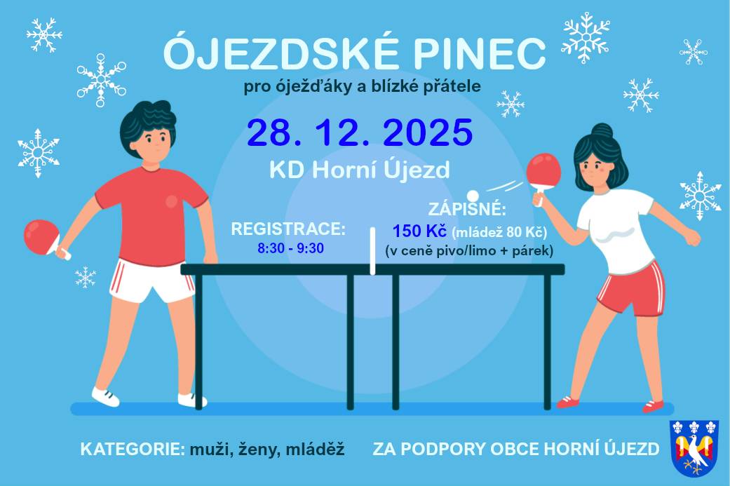 turnaj v ping pongu  neděle 28. prosince od 08:30