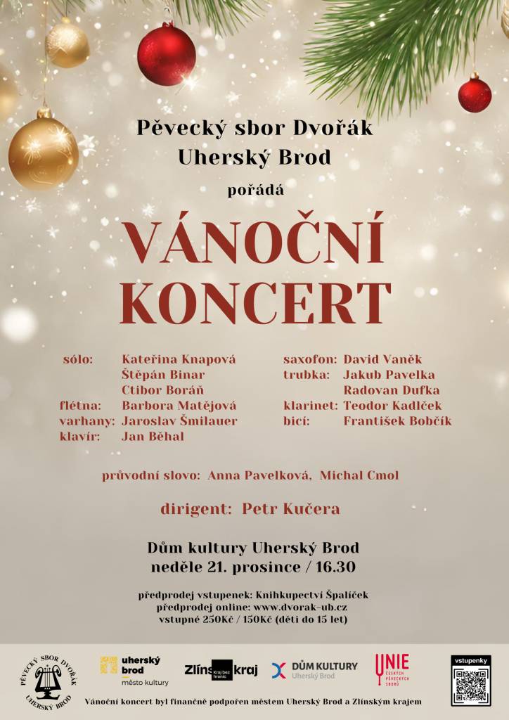 Pěvecký sbor Dvořák zve na VÁNOČNÍ KONCERT - v neděli 21.12. v 16:30 na Dům kultury v Uh. Brodě.